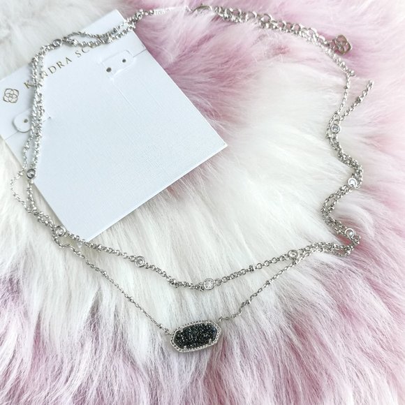 Silver Elisa Platinum Drusy Multi Strand Necklace - Picture 2 of 3